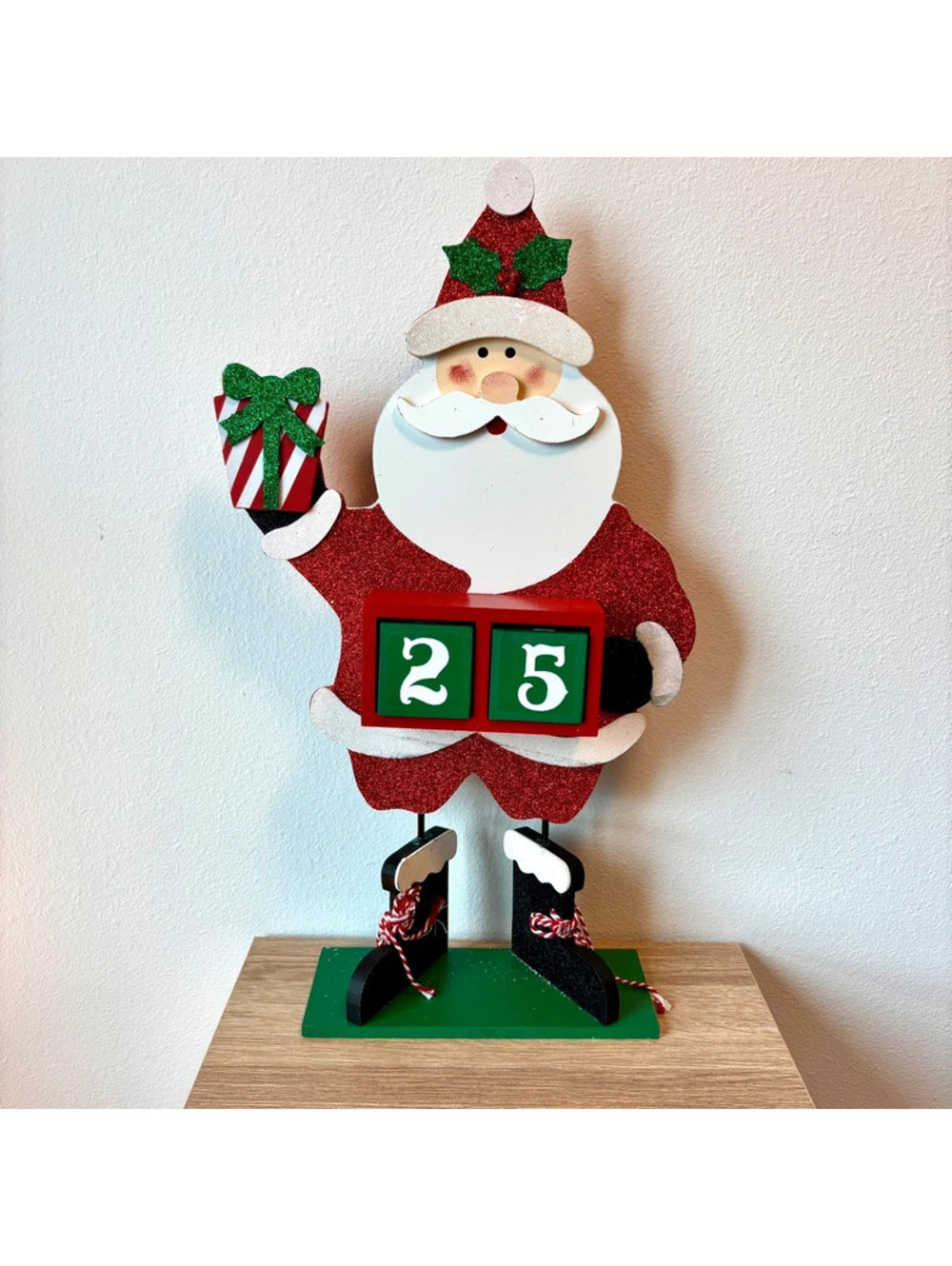 Christmas Santa Countdown, Wooden, Ashland Michaels Holiday Decor, 23” Blocks